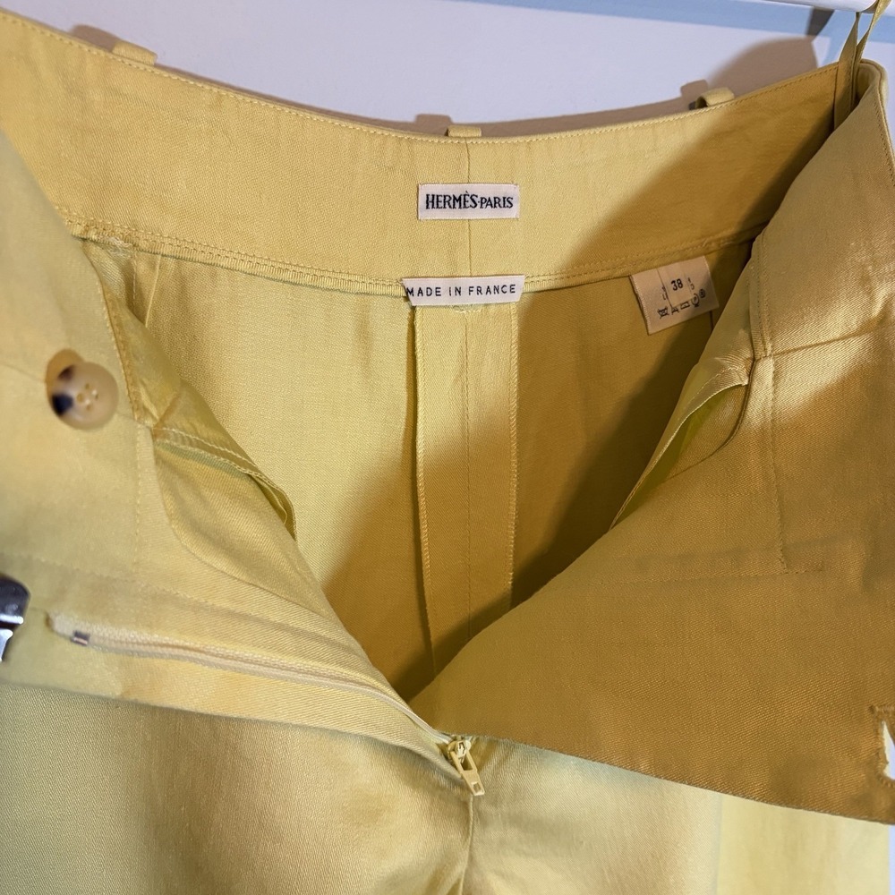 Hermès Paris Linen Trousers Yellow pockets Made in France‎ Size 38 EU - Picture 7 of 13